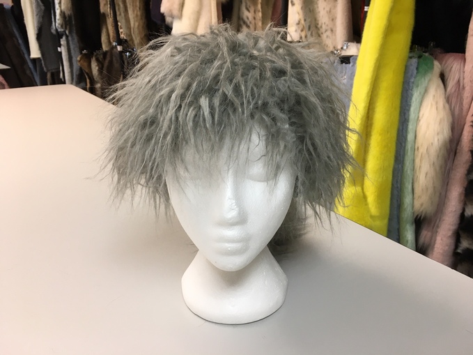 Mongolian Grey Faux Fur Slim Collar/Headband