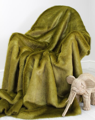Olive Faux Fur Throws 