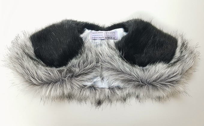 Silver Musquash and Charcoal Mink Faux Fur Two Tone Sailor Collar