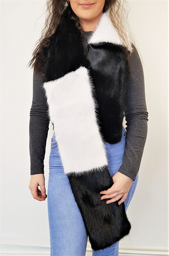 Black and White Faux Fur Team Scarf