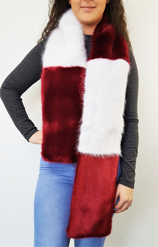 Ruby and White Faux Fur Team Scarf