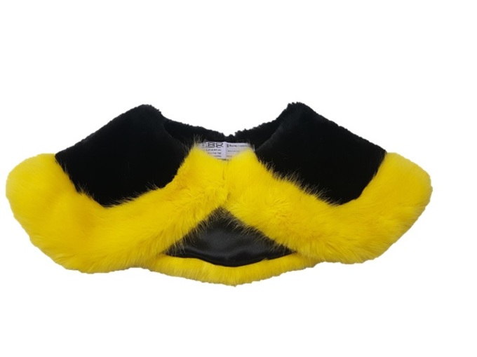 Sunshine Yellow Mink and Black Moleskin Faux Fur Two Tone Sailor Collar