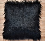 Mongolian Black Faux Fur Cushion