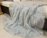 Mongolian Silver Faux Fur Throws