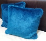 Azure Blue Faux Fur Cushions