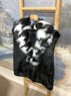 Black Mink and Houndstooth Faux Fur Pom Pom Collar Gilet