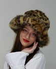 Gold Leopard Faux Fur Floppy Hat