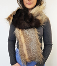 Mahogany Mink and Desert Coyote Faux Fur Striped Scarf