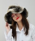 White Italian Wolf Faux Fur Floppy Hat